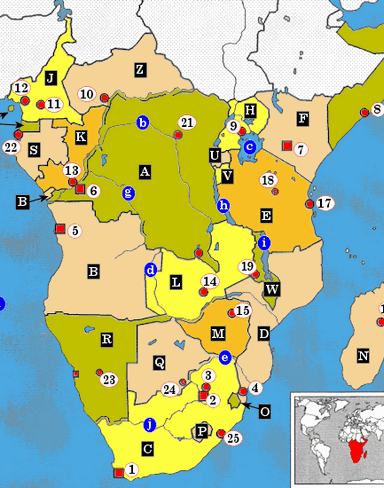 Topgrafiekaart Zuidelijk Afrika (Zuid-Afrika, Angola, Kenia, Tanzania, etc.)