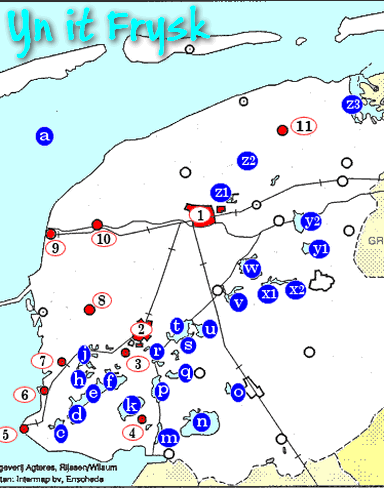 Topografy map Fryske Alve stêden en Marren