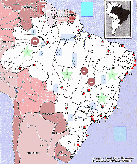 topografie blinde kaart Wereld - Zuid-Amerika - Brazili