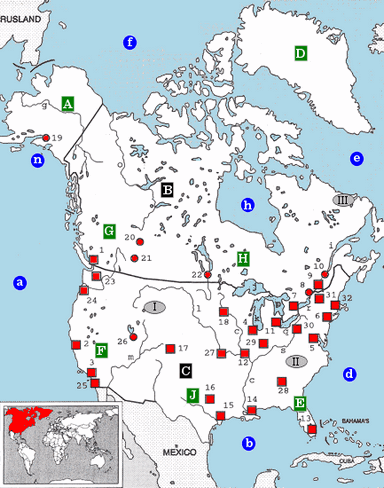 Topgrafiekaart Noord-Amerika (Canada, Verenigde Staten)