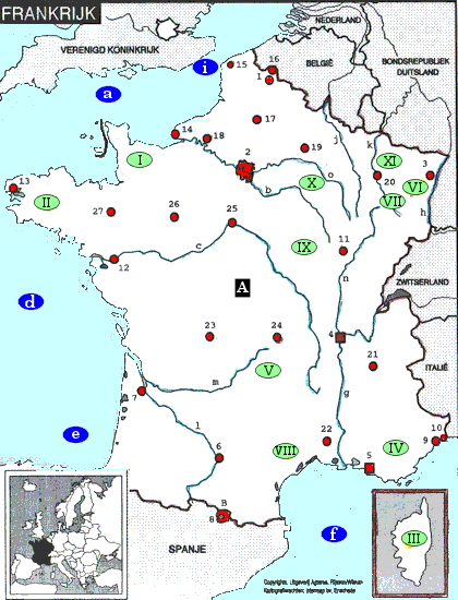 topografie blinde landkaart Europa - Frankrijk